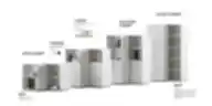 Modular office storage cabinets in open, semi-open, and closed versions with customizable casing, handles, and back options