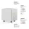 Technical drawer block scheme with components described: housing, wheels, drawers and gaps