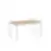 Vienvietis modulinis biuro stalas su ąžuolo imitacijos stalviršiu ir baltomis milteliniu būdu dažytomis plieninėmis kojomis.