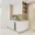 Šviesi ir moderni kavos zona Clinic DPC dantų priežiūros centre su baltomis ir medžio tekstūros spintelėmis.