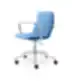 Mėlyna Flexi Light darbo kėdė su chromuotais porankiais ir ratukais
