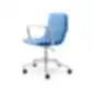 Mėlyna Flexi Light darbo kėdė su chromuotais porankiais ir ratukais