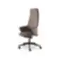 Melody biuro kėdė su aukštu atlošu, rudos spalvos, šoninis vaizdas.