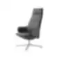 Pedrali Melody ML XL fotelis juodos odos apmušalu, aukštu atlošu ir metaliniu pasukamu pagrindu.