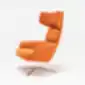 TORO poilsio fotelis iš MDD oranžinės spalvos apmušalu su poliruotu aliuminio pagrindu